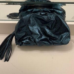 Rebecca Minkoff Shimmering Blue Clutch with Tassel